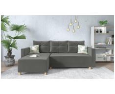 JUSTyou Lamone Canapé d'angle Blanc Velours