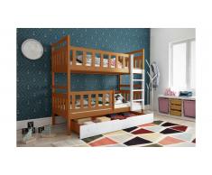 JUSTyou Tobi Lit superposé Aulne Blanc 80x160 cm