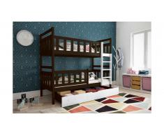 JUSTyou Tobi Lit superposé Chocolat Blanc 80x160 cm