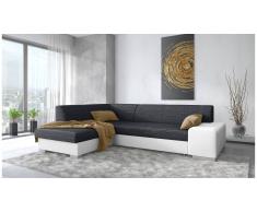 JUSTyou Panaro Canapé d'angle Noir Cuir synthetique