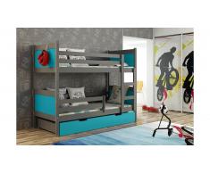 JUSTyou Leon Lit superposé Bleu 80x185 cm