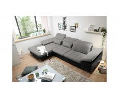 JUSTyou Maryland Canapé d'angle Noir Argent