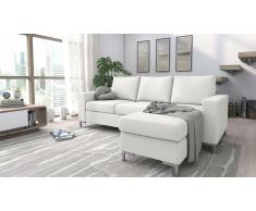 JUSTyou Eli Canapé d'angle Blanc Cuir synthétique