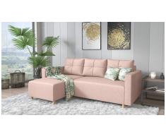 JUSTyou Livenza Canapé d'angle Rose Tissu structure