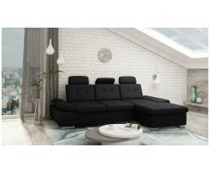 JUSTyou Carlota Canapé d'angle Noir Cuir synthétique