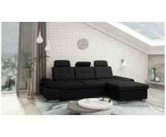 JUSTyou Carlota Canapé d'angle Noir Tissu structuré