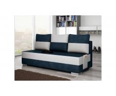 JUSTyou Atila Canapé sofa Tissu cuir éco Bleu Blanc