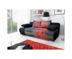 JUSTyou Roma Canapé lit sofa 90x200x95 cm Noir Rouge