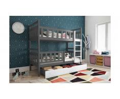 JUSTyou Tobi Lit superposé Anthracite 80x160 cm