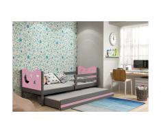 JUSTyou Ola+lit supplémentaire Lit Anthracite Rose