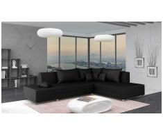 JUSTyou Livia Canapé d'angle Noir Tissu structuré