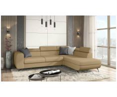 JUSTyou Corina Canapé d'angle Latte Tissu structuré