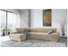 JUSTyou Panaro Canapé d'angle Beige Velours