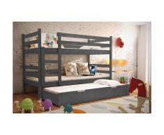JUSTyou Nemo Lit superposé Anthracite 80x160 cm