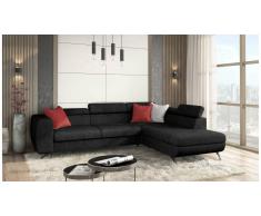 JUSTyou Corina Canapé d'angle Noir Velours