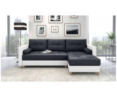 JUSTyou Nana Canape d'angle Noir Cuir synthetique