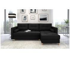 JUSTyou Nana Canape d'angle Noir Tissu structure