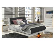 JUSTyou Tessa Lit rembourre Anthracite | Blanc 160x200