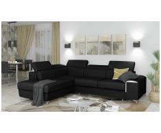 JUSTyou Caio Canapé d'angle Noir Cuir synthétique