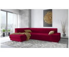 JUSTyou Panaro Canapé d'angle Rouge Velours