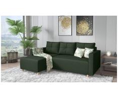 JUSTyou Livenza Canapé d'angle Vert Tissu structure