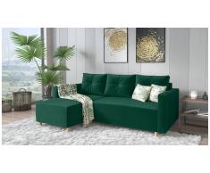 JUSTyou Livenza Canapé d'angle Vert Velours