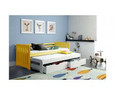 JUSTyou Briko Lit fonctionnel Jaune Blanc 80x160 cm