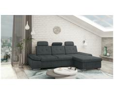 JUSTyou Carlota Canapé d'angle Gris Velours