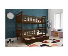 JUSTyou Tobi Lit superposé Noyer Chocolat 80x185 cm