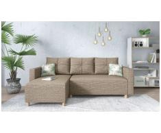 JUSTyou Lamone Canapé d'angle Beige Tissu structure