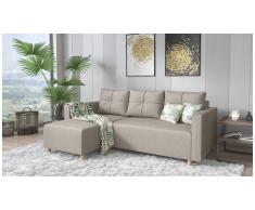 JUSTyou Livenza Canapé d'angle Beige Tissu structure