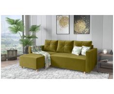 JUSTyou Livenza Canapé d'angle Jaune Velours