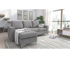 JUSTyou Eli Canapé d'angle Gris Tissu structuré