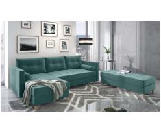 JUSTyou Kaito Canape d'angle Turquoise Velours