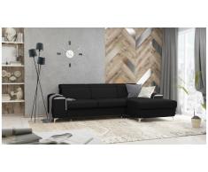 JUSTyou Lino Canapé d'angle Noir Tissu structuré