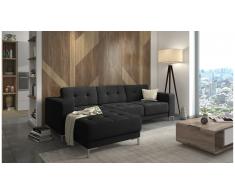 JUSTyou Tiril Canapé d'angle Noir Tissu structuré