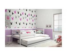 JUSTyou Kera+lit supplémentaire Lit Blanc Anthracite