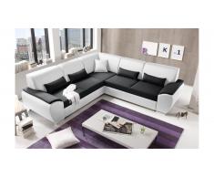 JUSTyou Connecticut Canapé d'angle Blanc Noir