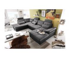 JUSTyou Mississippi Canapé d'angle Noir Anthracite