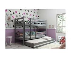 JUSTyou Kera+lit supplémentaire Lit Anthracite Blanc