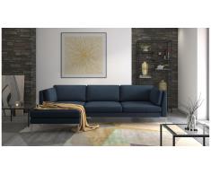 JUSTyou Siri Canapé d'angle Bleu Tissu structuré