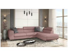 JUSTyou Corina Canapé d'angle Rose Tissu structuré