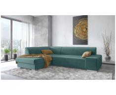 JUSTyou Panaro Canapé d'angle Turquoise Velours