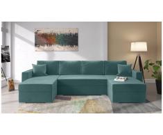 JUSTyou Savio Canape panoramique Turquoise Velours