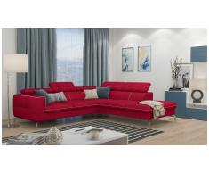 JUSTyou Diogo Canapé d'angle Rouge Velours