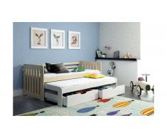 JUSTyou Briko Lit fonctionnel Pin Blanc 80x160 cm