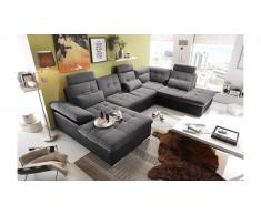 JUSTyou Mississippi Canapé d'angle Noir Anthracite