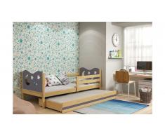 JUSTyou Ola+lit supplémentaire Lit Pin Anthracite