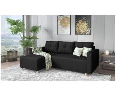 JUSTyou Livenza Canapé d'angle Noir Tissu structure