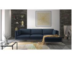 JUSTyou Siri Canapé d'angle Bleu Tissu structuré